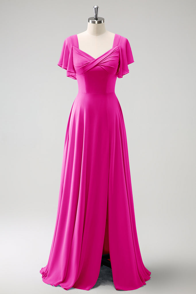 Light Grey A Line Lace Chiffon Long Bridesmaid Dress main image 1