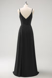 Blush Pink Spaghetti Straps Ruche Long Bridesmaid Dress with Slit