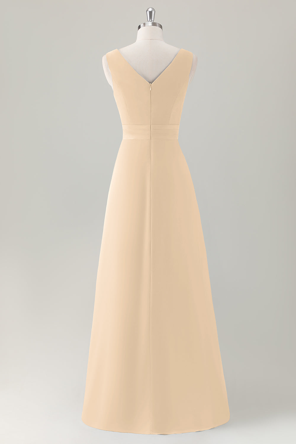 ZAPAKA Women Champagne Bridesmaid Dress with Slit A-Line Sleeveless Long Ruffle Wedding Party Dress ZAPAKA Women Champagne Bridesmaid Dress with Slit A-Line Sleeveless Long Ruffle Wedding Party Dress