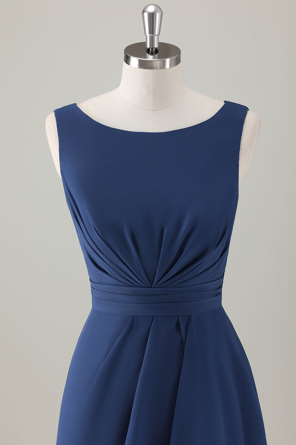 ZAPAKA Women Dark Blue Bridesmaid Dress with Slit A-Line Sleeveless