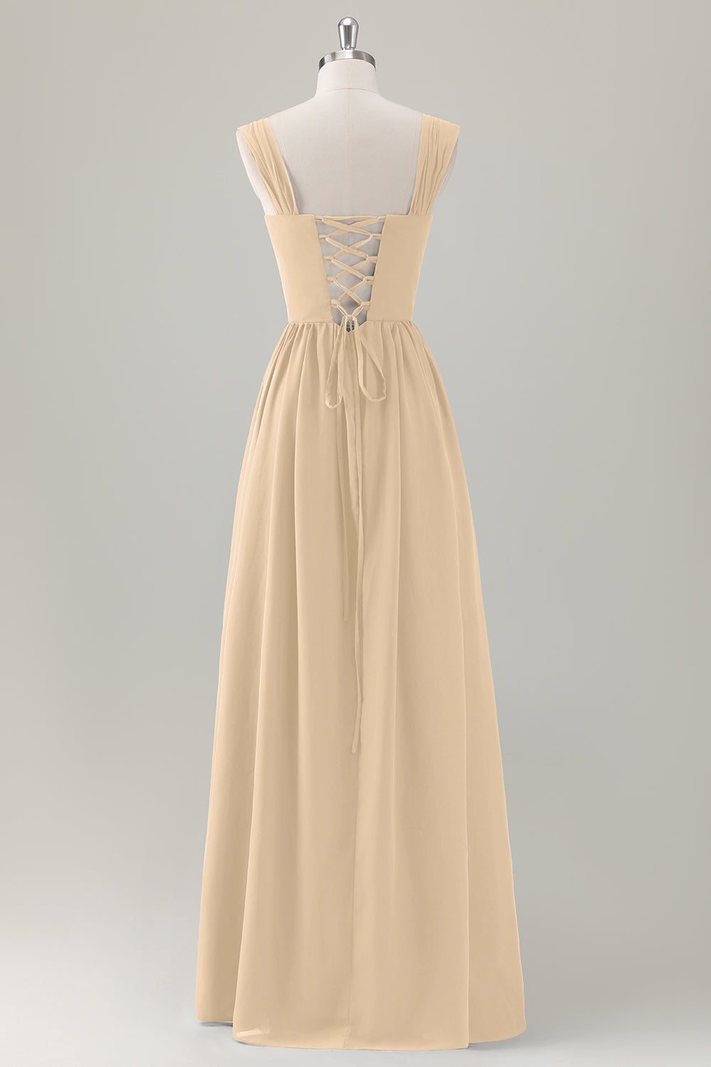 ZAPAKA Women Champagne Bridesmaid Dress with Lace Up Back A-Line Square Neck Corset Long Wedding Guest Dress ZAPAKA Women Champagne Bridesmaid Dress with Lace Up Back A-Line Square Neck Corset Long Wedding Guest Dress