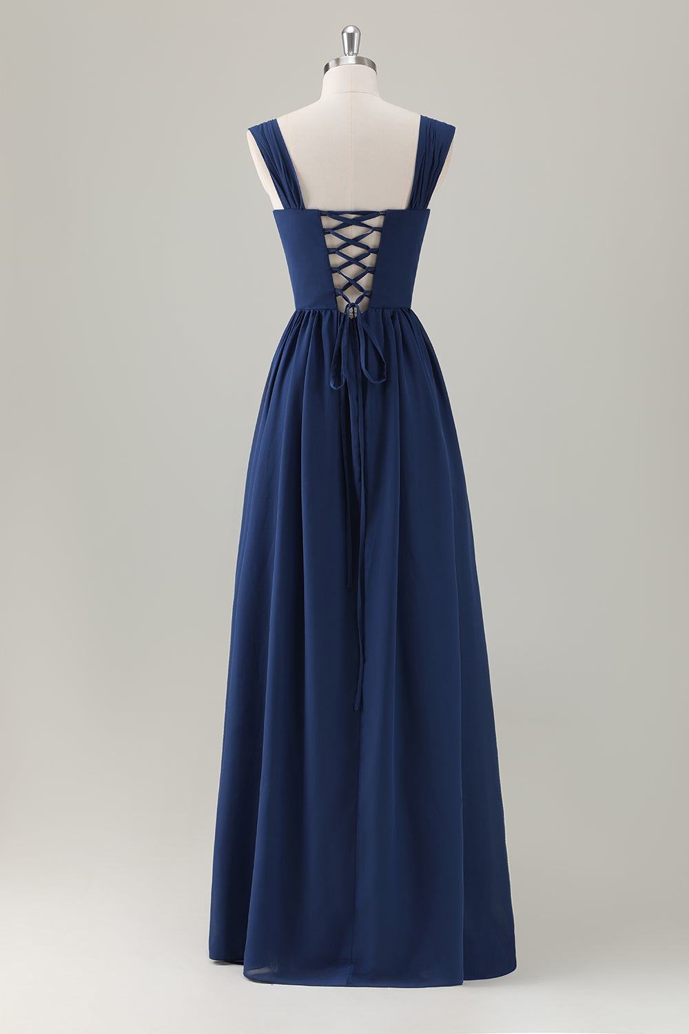 ZAPAKA Women Dark Blue Bridesmaid Dress with Lace Up Back A-Line Square Neck Corset Long Wedding Guest Dress ZAPAKA Women Dark Blue Bridesmaid Dress with Lace Up Back A-Line Square Neck Corset Long Wedding Guest Dress