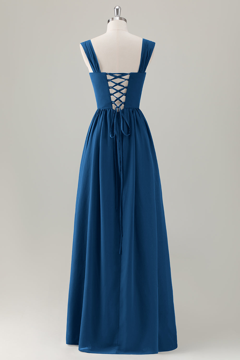 ZAPAKA Women Dark Blue Bridesmaid Dress with Lace Up Back A-Line Square Neck Corset Long Wedding Guest Dress, Eucalyptus / AU6 ZAPAKA Women Dark Blue Bridesmaid Dress with Lace Up Back A-Line Square Neck Corset Long Wedding Guest Dress, Eucalyptus / AU6