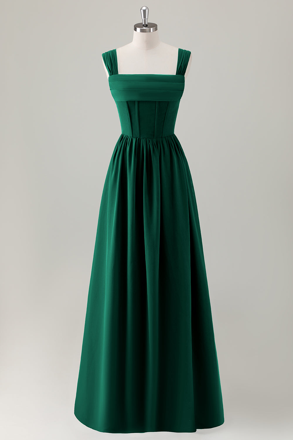 ZAPAKA Women Dark Blue Bridesmaid Dress with Lace Up Back A-Line Square Neck Corset Long Wedding Guest Dress, Champagne / custom