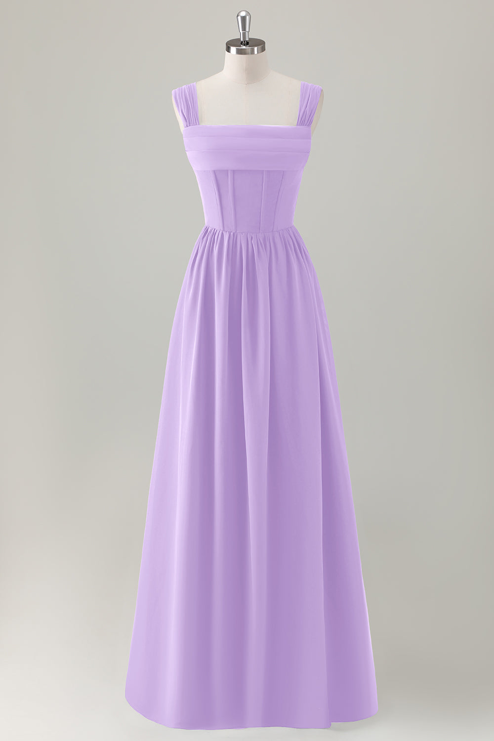 ZAPAKA Women Dark Blue Bridesmaid Dress with Lace Up Back A-Line Square Neck Corset Long Wedding Guest Dress