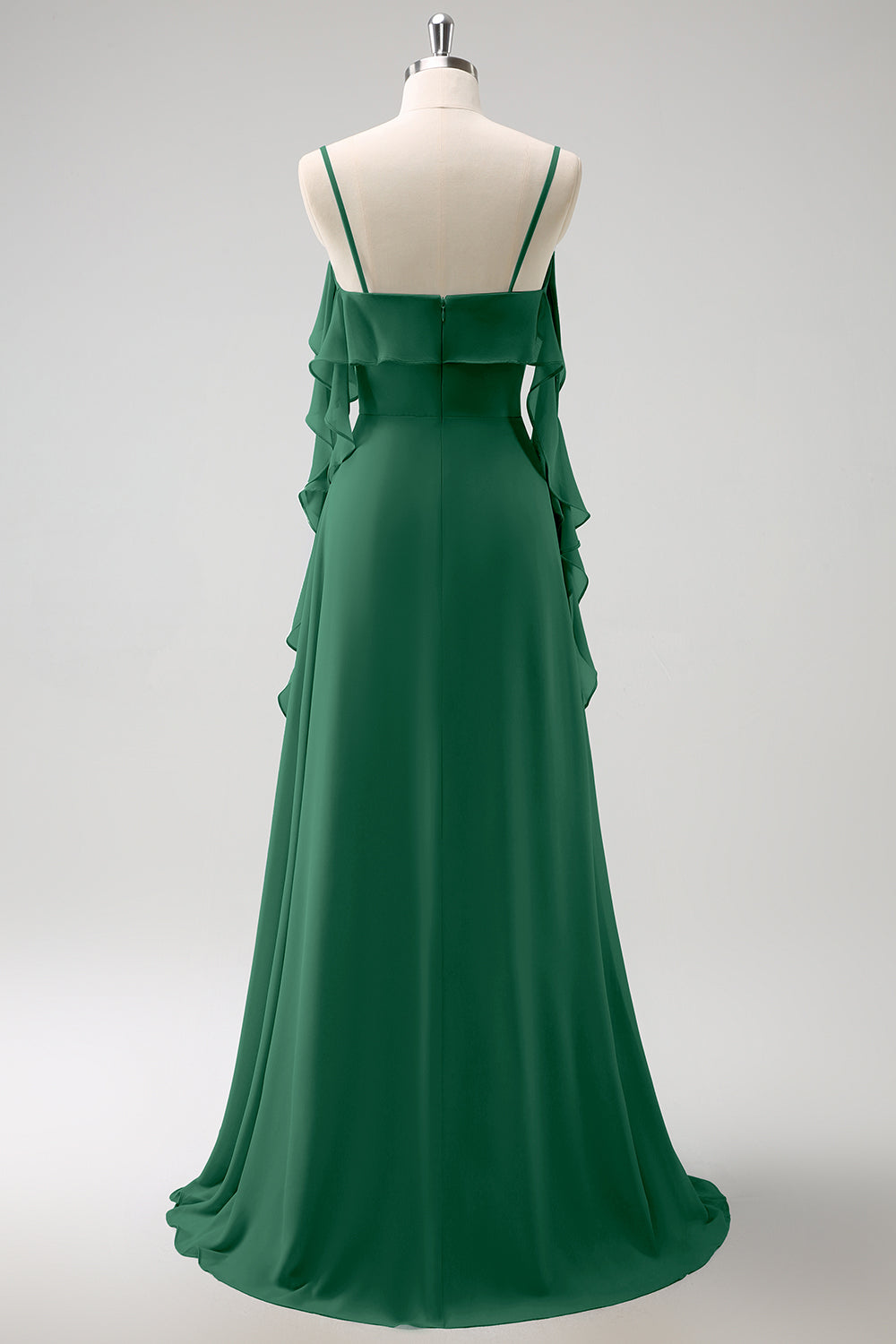 Zapakasa Women Eucalyptus Chiffon Bridesmaid Dress Spaghetti Straps A-Line Long Wedding Party Dress with Slit Zapakasa Women Eucalyptus Chiffon Bridesmaid Dress Spaghetti Straps A-Line Long Wedding Party Dress with Slit
