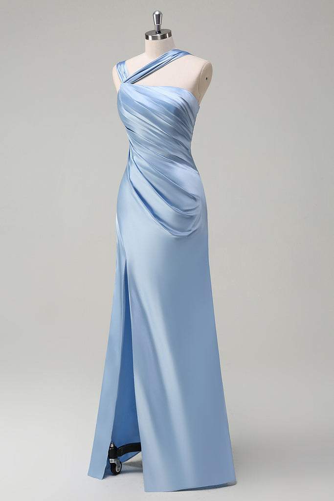 Backless Off-the-shoulder Sheath Dresses With Slit Sky Blue main image 0