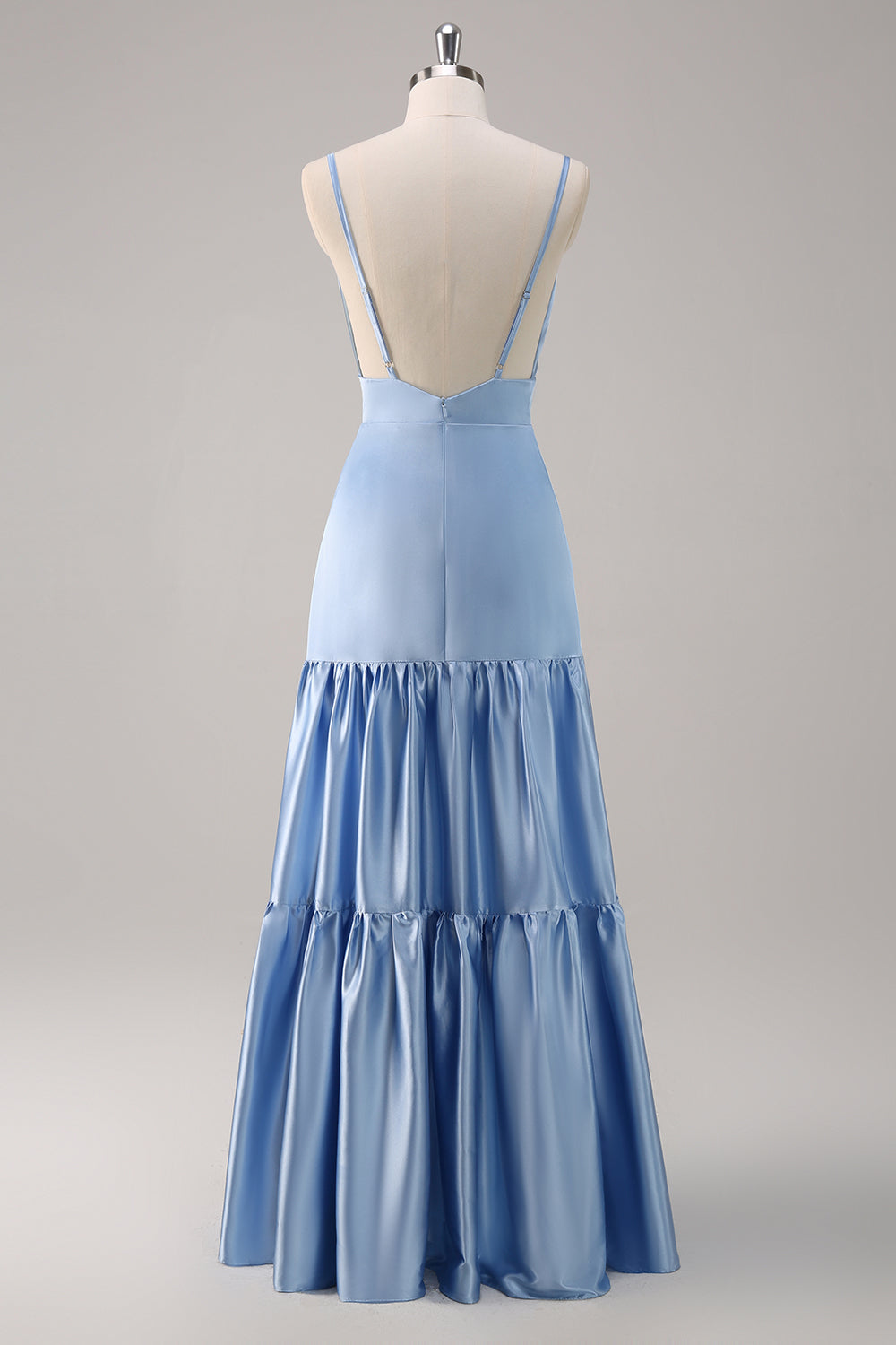 Zapaka Women Sky Blue Bridesmaid Dress Spaghetti Straps Satin A-Line Long Wedding Party Dress, Satin Color / US24W Zapaka Women Sky Blue Bridesmaid Dress Spaghetti Straps Satin A-Line Long Wedding Party Dress, Satin Color / US24W