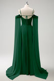 Blush Pink Cold Shoulder A-Line Long Bridesmaid Dress with Detachable Sleeves