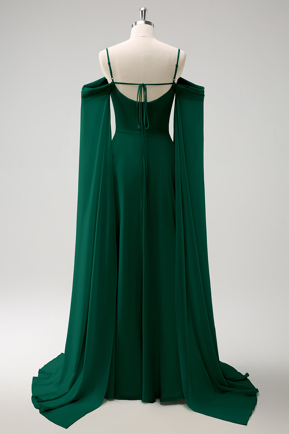 Blush Pink Cold Shoulder A-Line Long Bridesmaid Dress with Detachable Sleeves