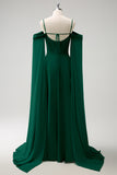 Blush Pink Cold Shoulder A-Line Long Bridesmaid Dress with Detachable Sleeves