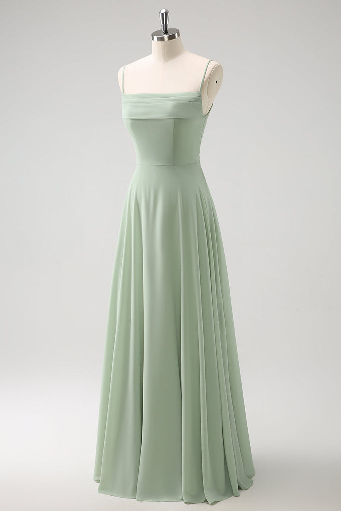 ZAPAKASA Women Light Green Bridesmaid Dress A-Line Cold Shoulder