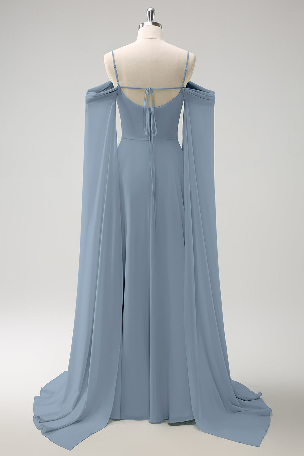 ZAPAKASA Women Dusty Blue Chiffon Bridesmaid Dress A-Line Cold Shoulder Detachable Sleeves Chiffon Maxi Long Wedding Guest Dress ZAPAKASA Women Dusty Blue Chiffon Bridesmaid Dress A-Line Cold Shoulder Detachable Sleeves Chiffon Maxi Long Wedding Guest Dress