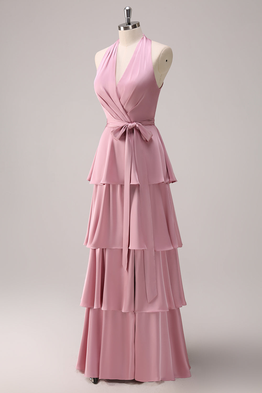 tiered pink bridesmaid dress Pink Rose Bridesmaid Dress, Maxi Dress, Tiered Floor Length Dress, Evening Gown, Soft Pink Wedding Guest Dress, Plus Size Clothing