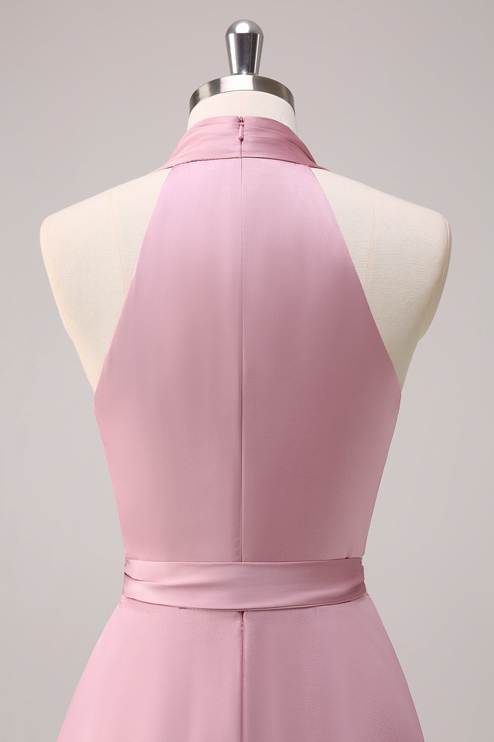 Zapakasa Women Pink Halter Bridesmaid Dress Tiered A-Line Chiffon Wedding Party Dress with Sash Zapakasa Women Pink Halter Bridesmaid Dress Tiered A-Line Chiffon Wedding Party Dress with Sash