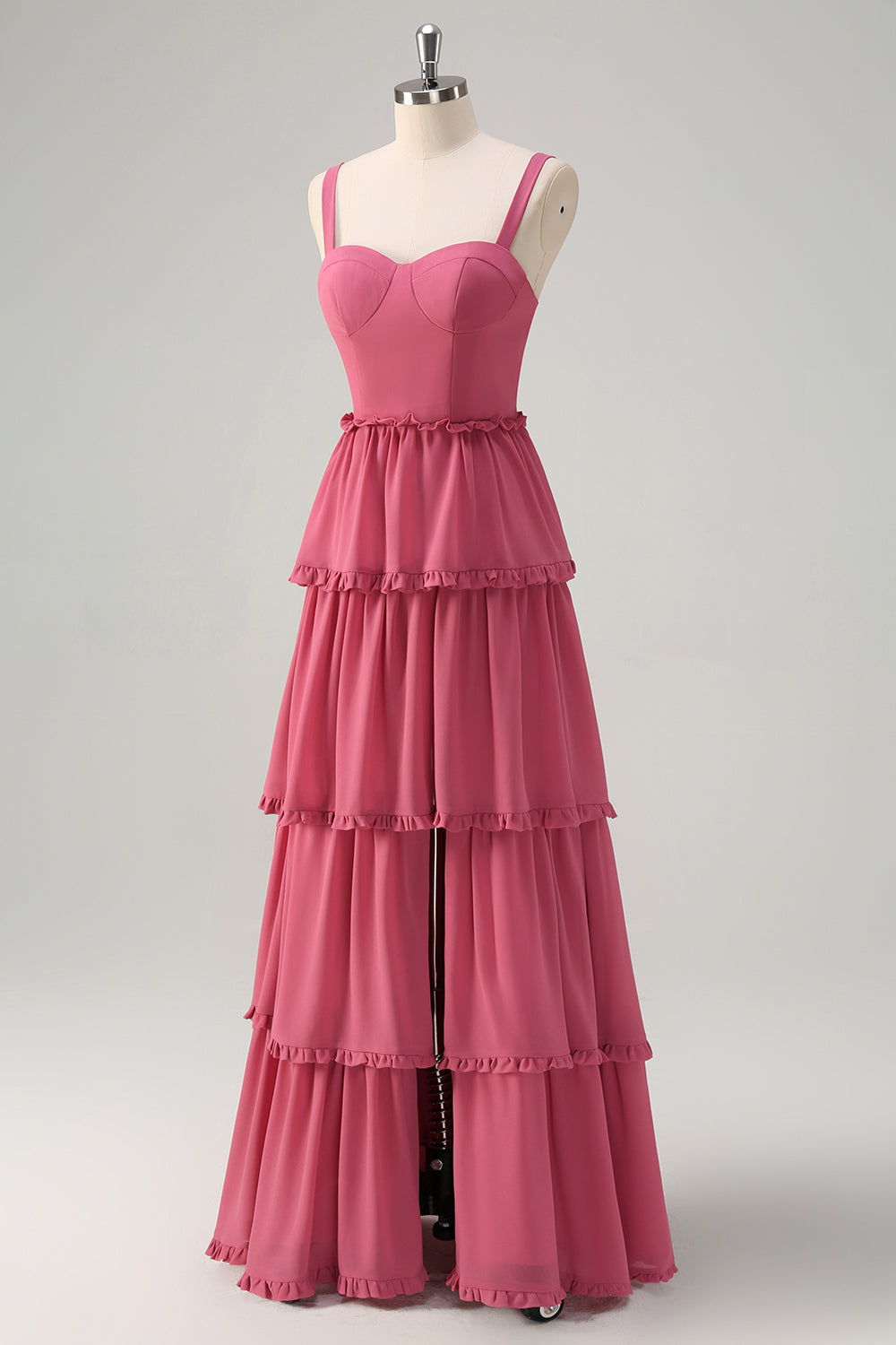 Zapakasa Women Rusty Rose A-Line Chiffon Spaghetti Straps Long Bridesmaid Dress Sweetheart Tiered Wedding Guest Dress Zapakasa Women Rusty Rose A-Line Chiffon Spaghetti Straps Long Bridesmaid Dress Sweetheart Tiered Wedding Guest Dress