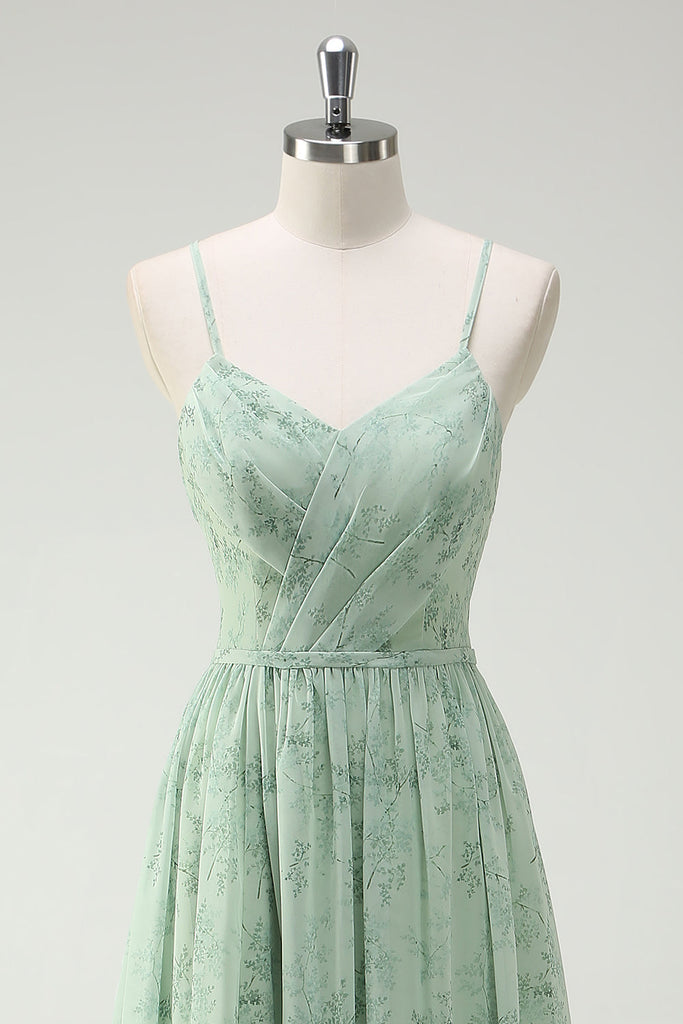 Spaghetti Strap Bridesmaid Dress with Pockets Dusty Sage main image 1