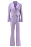 Peak Lapel Purple 2 Pieces Women's Suits