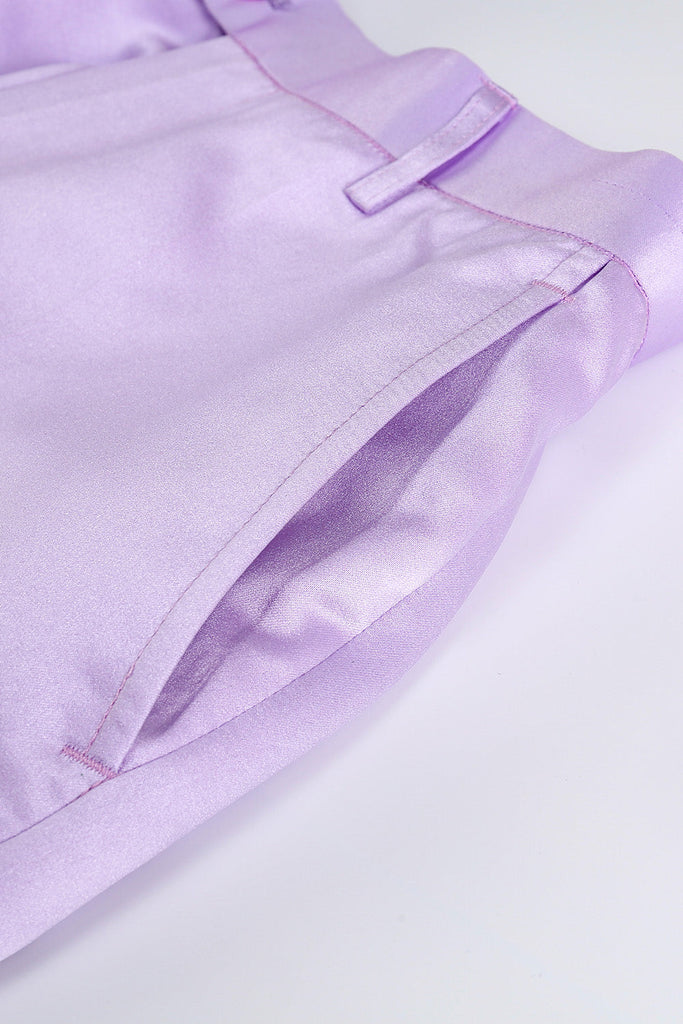 2 Piece Lilac Peak Lapel Satin Business Suits with Sash main image 1