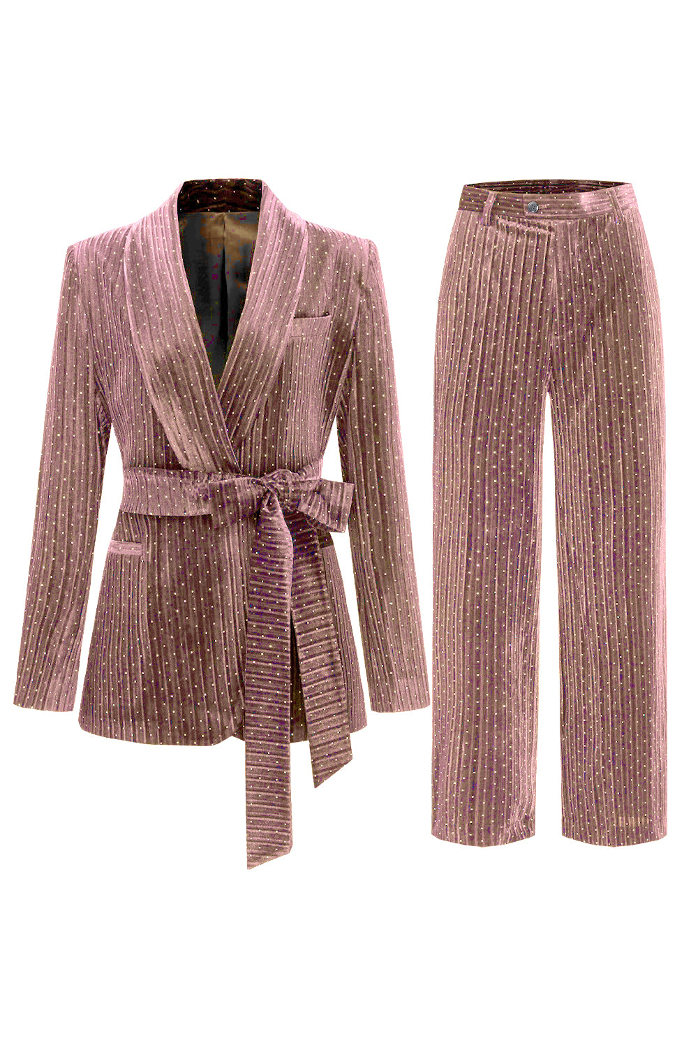 Sparkly Navy 2 Piceces Shawl Lapel Women's Suits