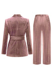Sparkly Navy 2 Piceces Shawl Lapel Women's Suits