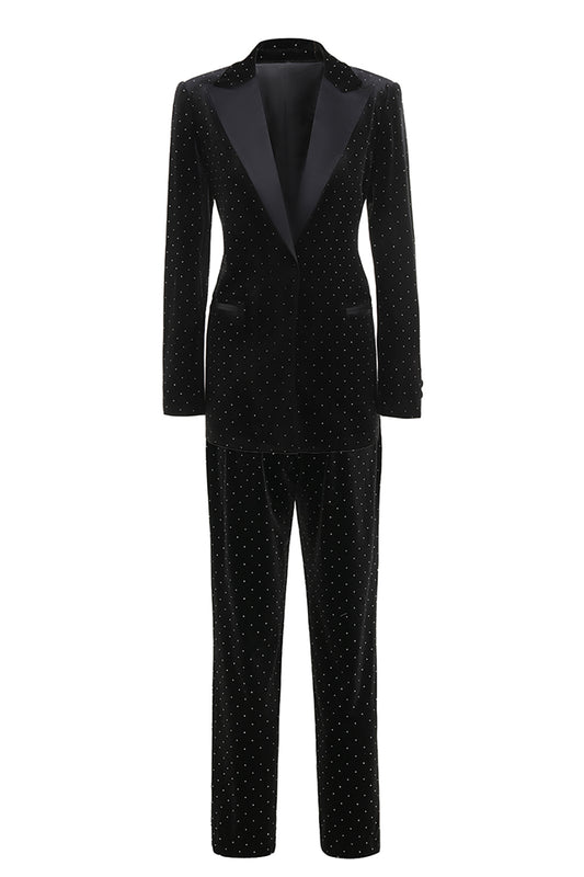 Black Bots Pockets 2 Pieces Women's Suits