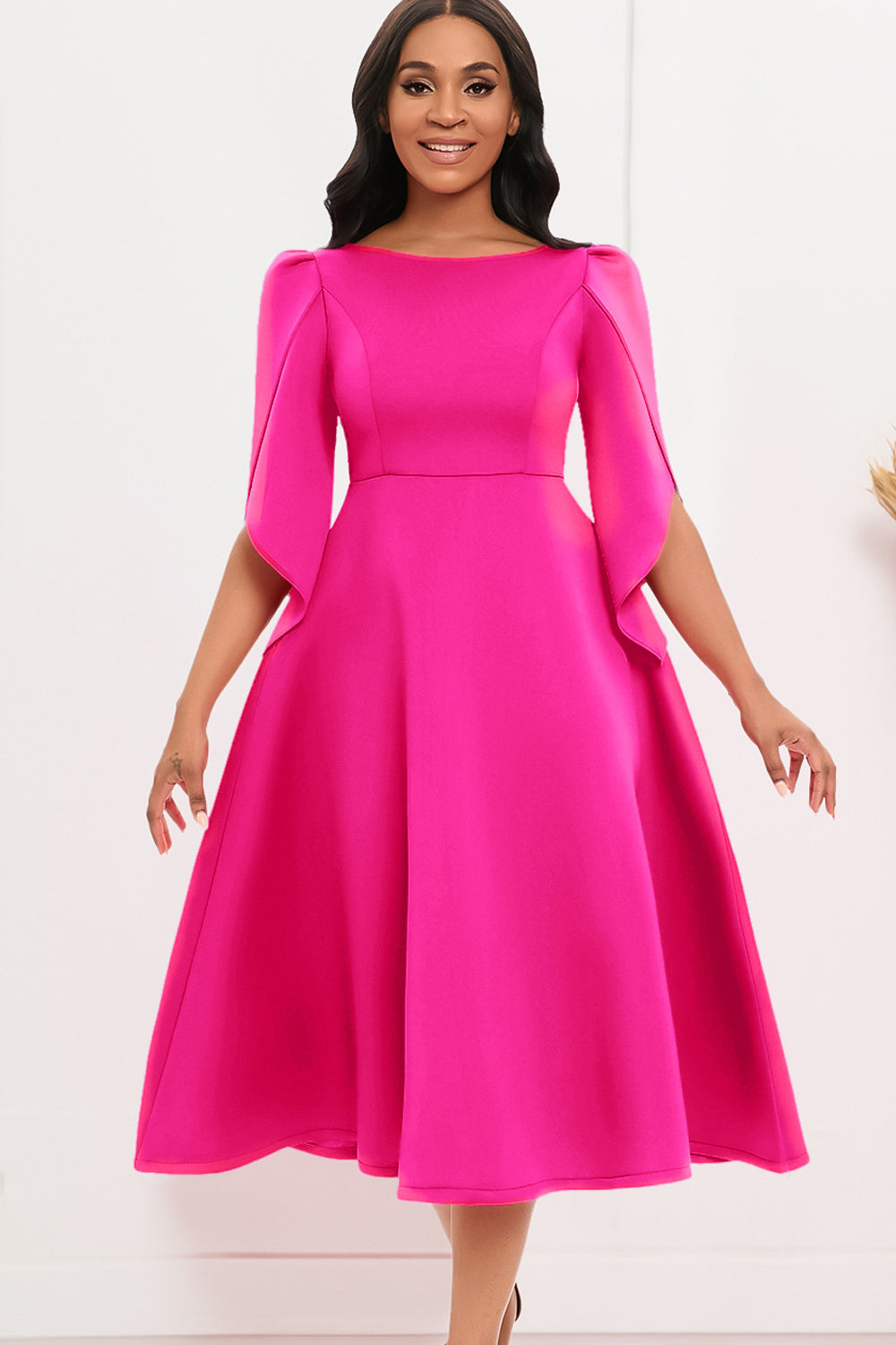 Zapakasa Women Fashion Swing Dress with Half Sleeves Elegant Royal Blue A Line Solid Mother Dress Zapakasa Women Fashion Swing Dress with Half Sleeves Elegant Royal Blue A Line Solid Mother Dress