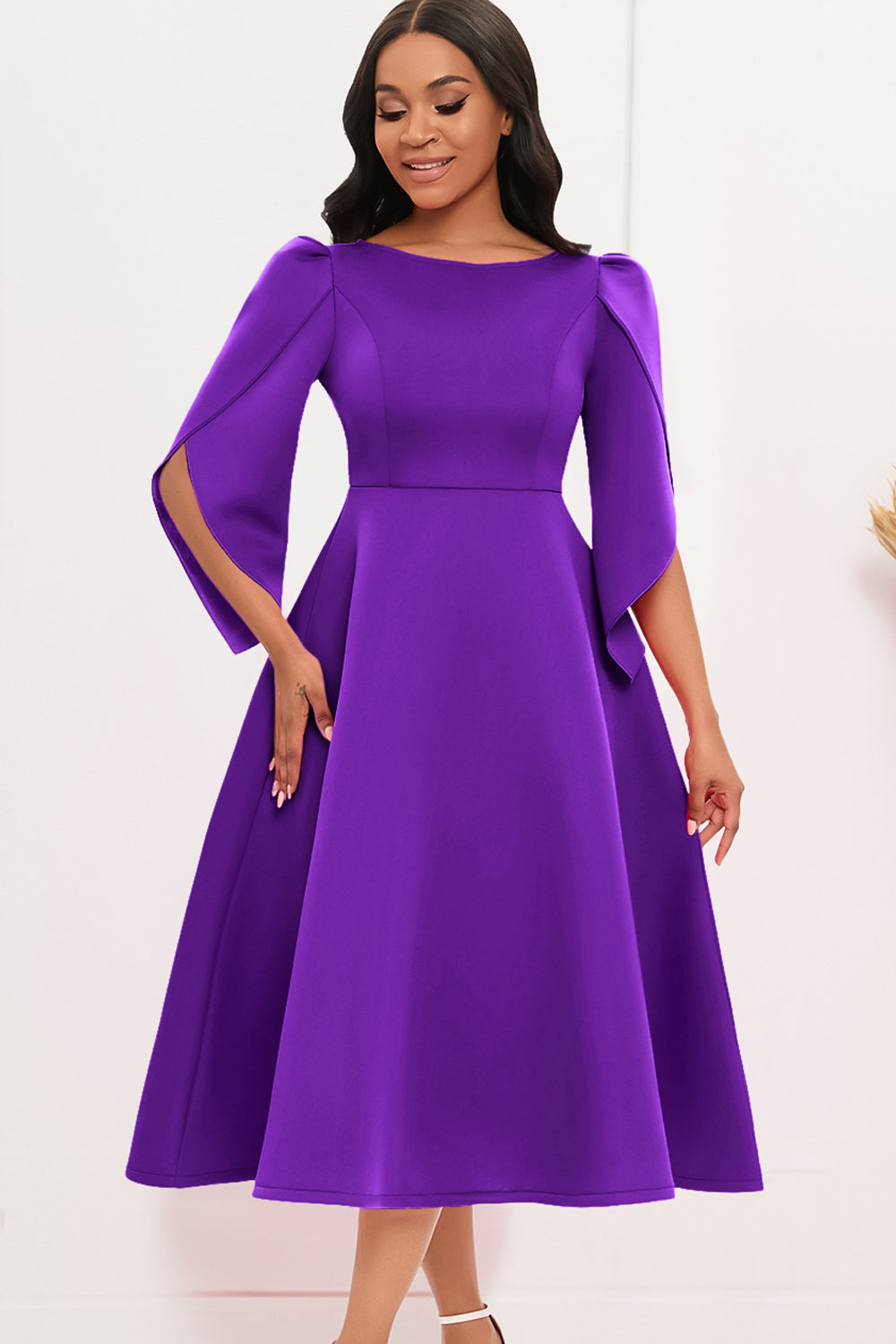 Zapakasa Women Fashion Swing Dress with Half Sleeves Elegant Royal Blue A Line Solid Mother Dress Zapakasa Women Fashion Swing Dress with Half Sleeves Elegant Royal Blue A Line Solid Mother Dress