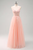 Sparkly Floral Green Corset Tulle Long Prom Dress with Lace