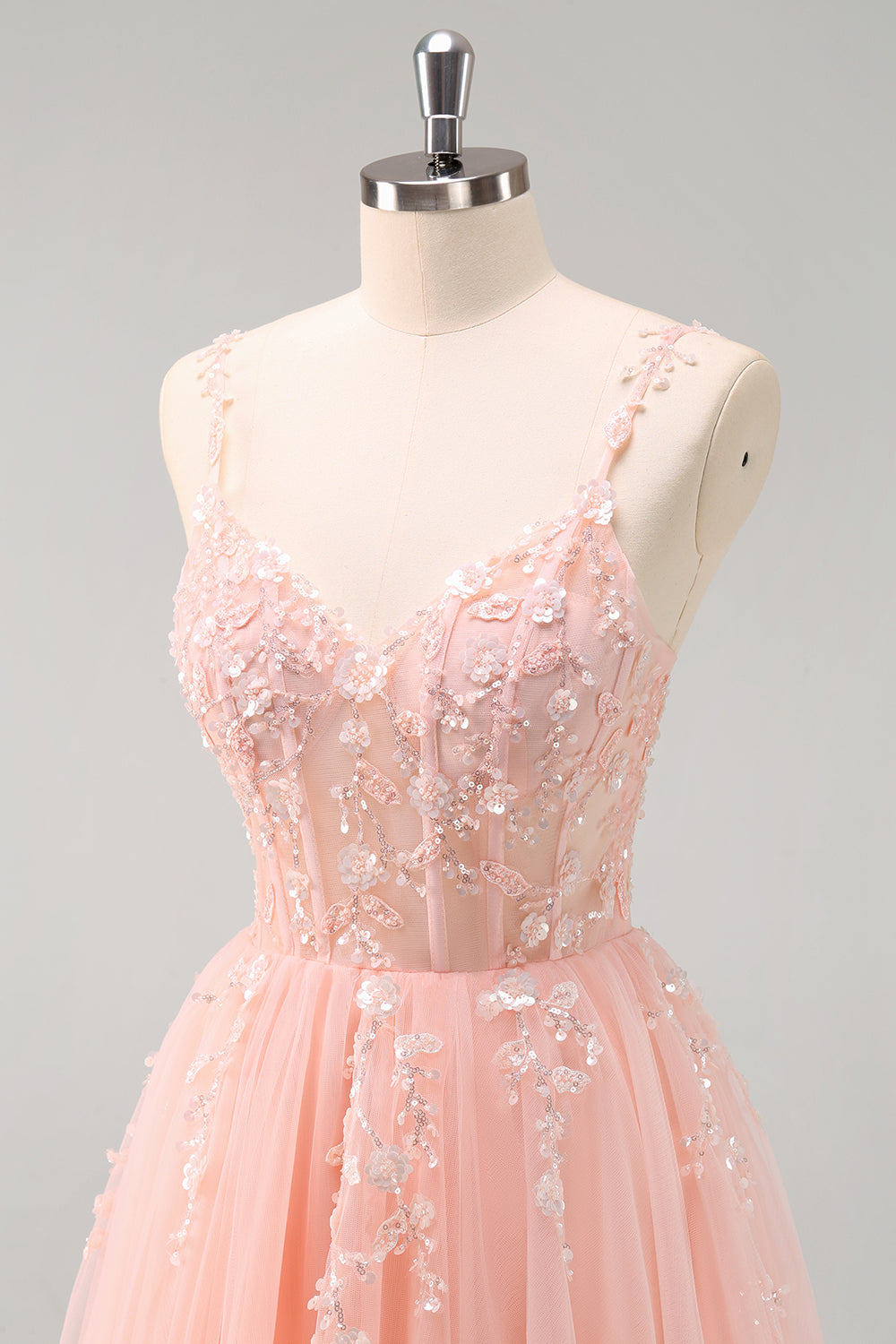 Sparkly Floral Green Corset Tulle Long Prom Dress with Lace
