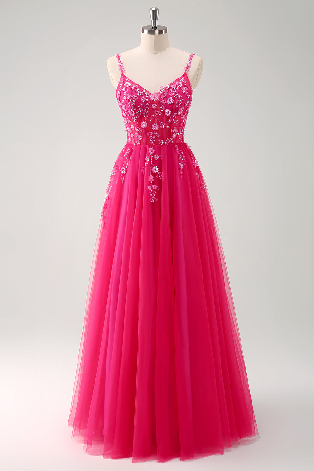 Sparkly Floral Green Corset Tulle Long Prom Dress with Lace