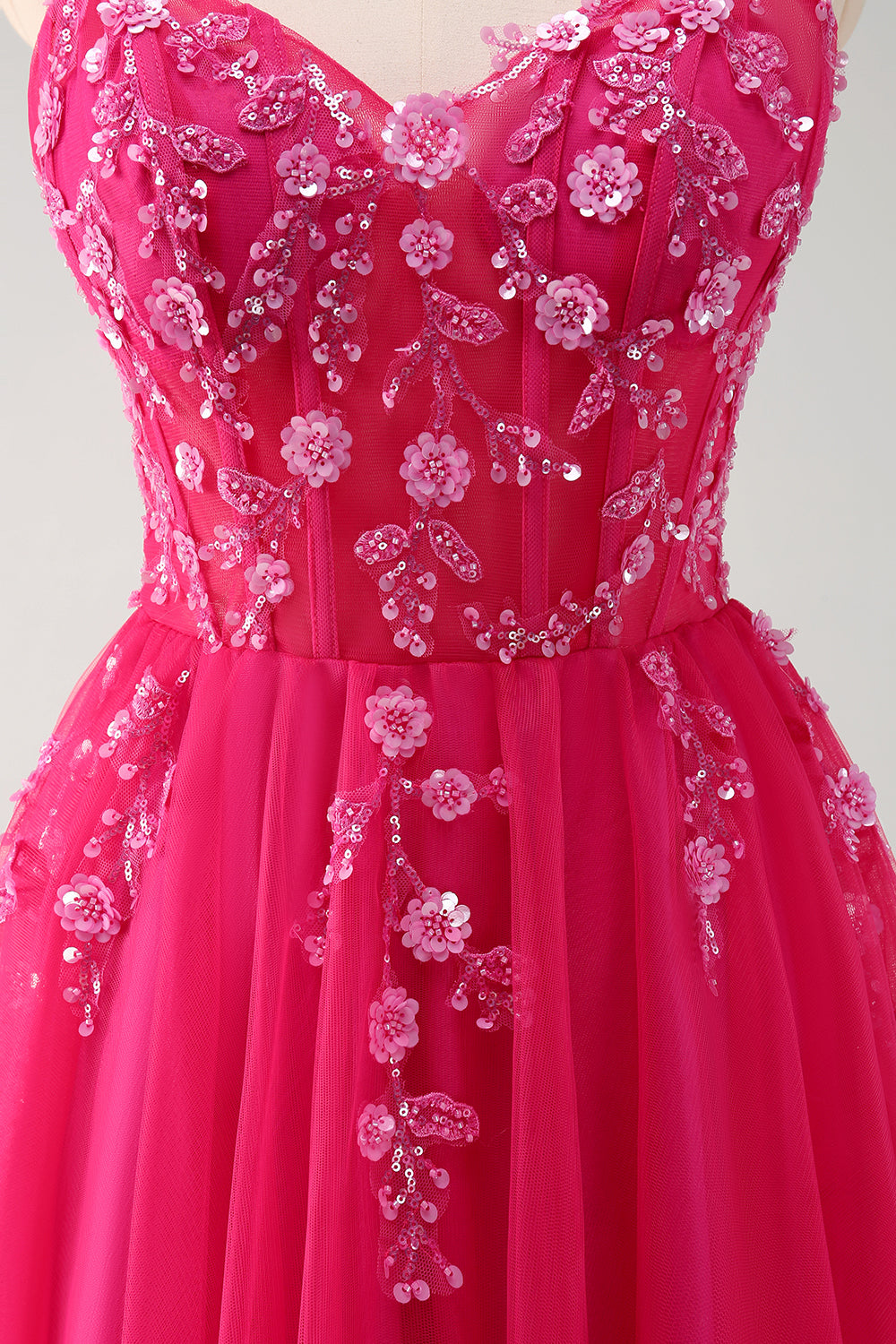 Sparkly Floral Green Corset Tulle Long Prom Dress with Lace