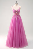 Sparkly Floral Green Corset Tulle Long Prom Dress with Lace