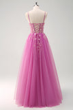 Sparkly Floral Green Corset Tulle Long Prom Dress with Lace