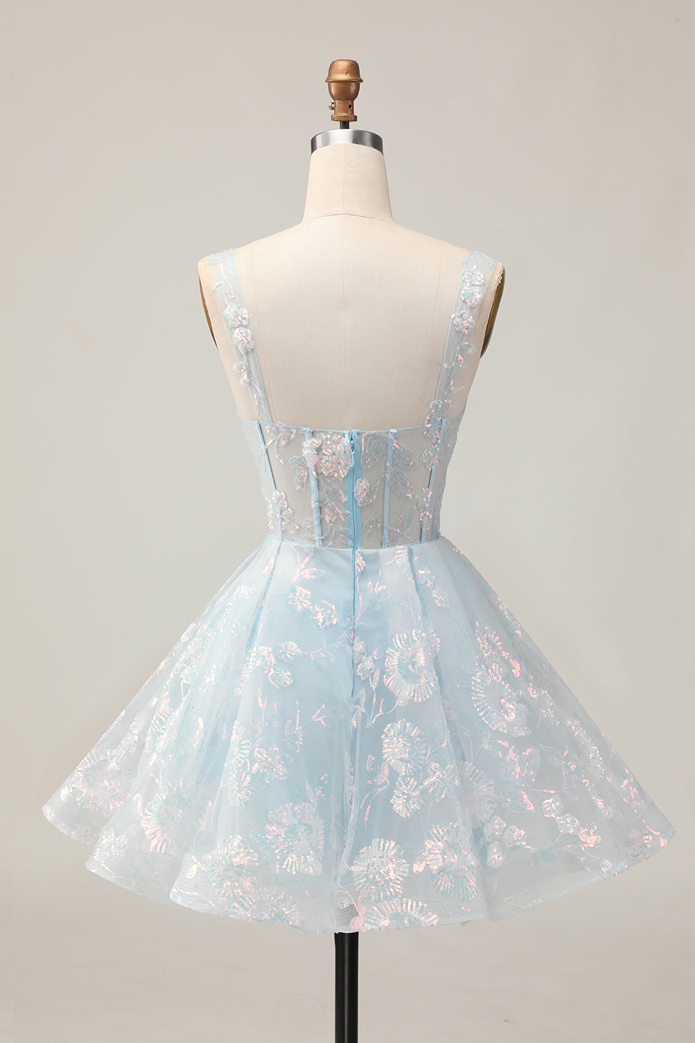 White Corset Floral Short A-Line Homecoming Dress