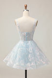 White Corset Floral Short A-Line Homecoming Dress
