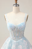 White Corset Floral Short A-Line Homecoming Dress
