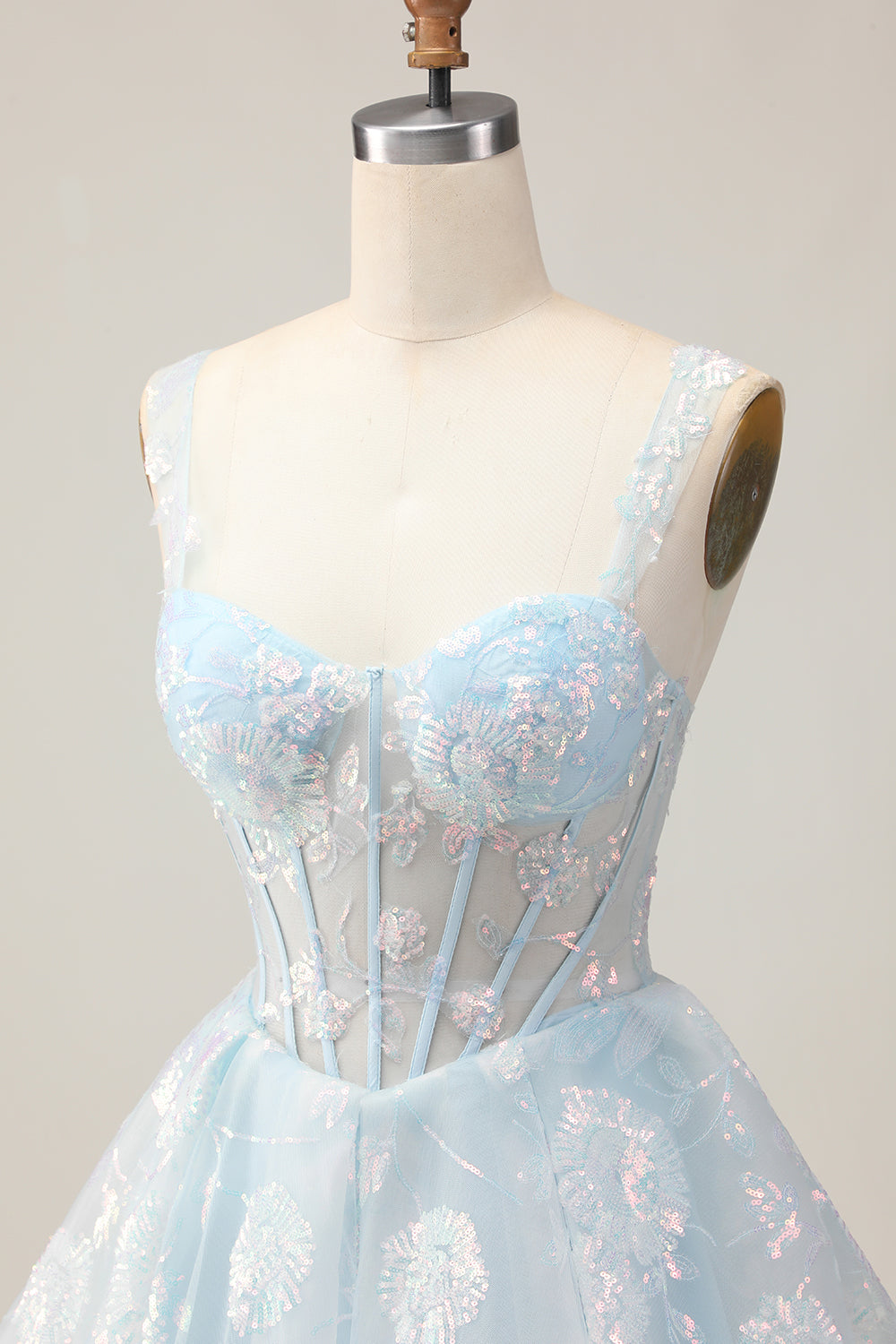 White Corset Floral Short A-Line Homecoming Dress