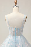 White Corset Floral Short A-Line Homecoming Dress