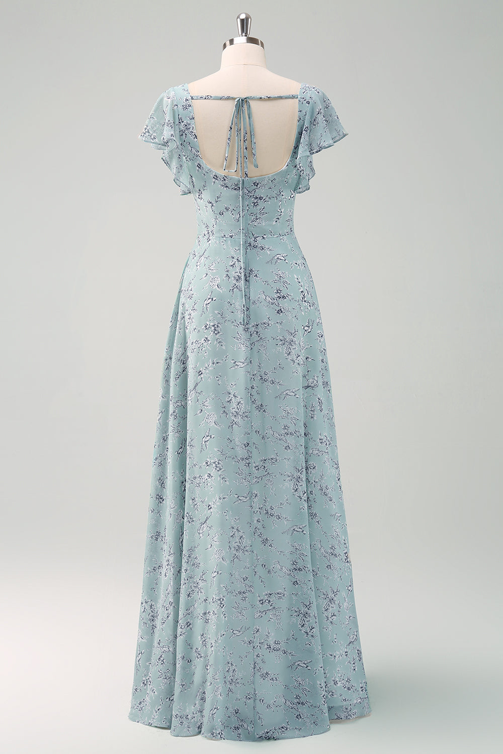 Zapakasa Women Dusty Sage Chiffon Floral Print Bridesmaid Dress with Slit A-Line Long Wedding Guest Dress Zapakasa Women Dusty Sage Chiffon Floral Print Bridesmaid Dress with Slit A-Line Long Wedding Guest Dress