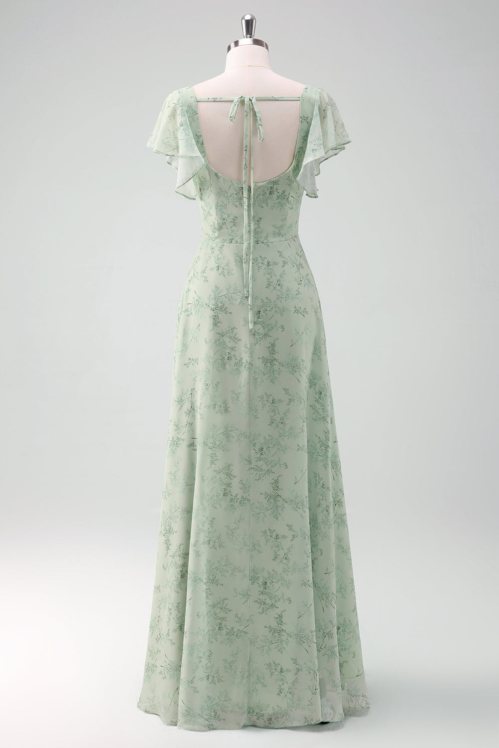 Zapakasa Women Dusty Sage Chiffon Floral Print Bridesmaid Dress with Slit A-Line Long Wedding Guest Dress Zapakasa Women Dusty Sage Chiffon Floral Print Bridesmaid Dress with Slit A-Line Long Wedding Guest Dress