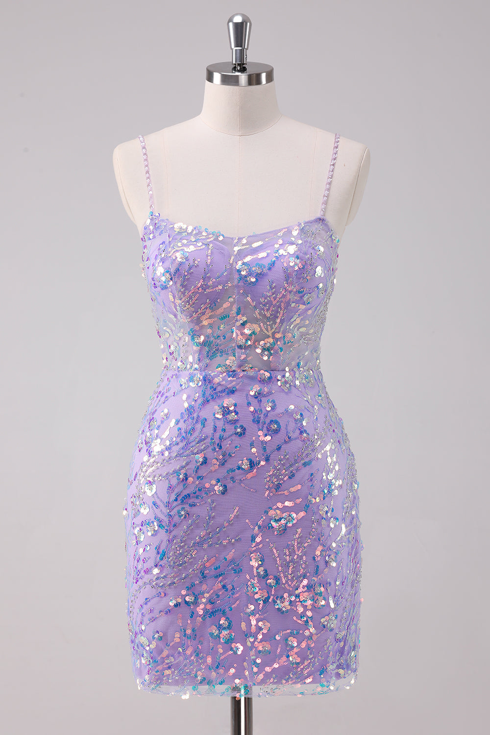 Sparkly Purple Corset Tight Sequins Short Homecoming Dress