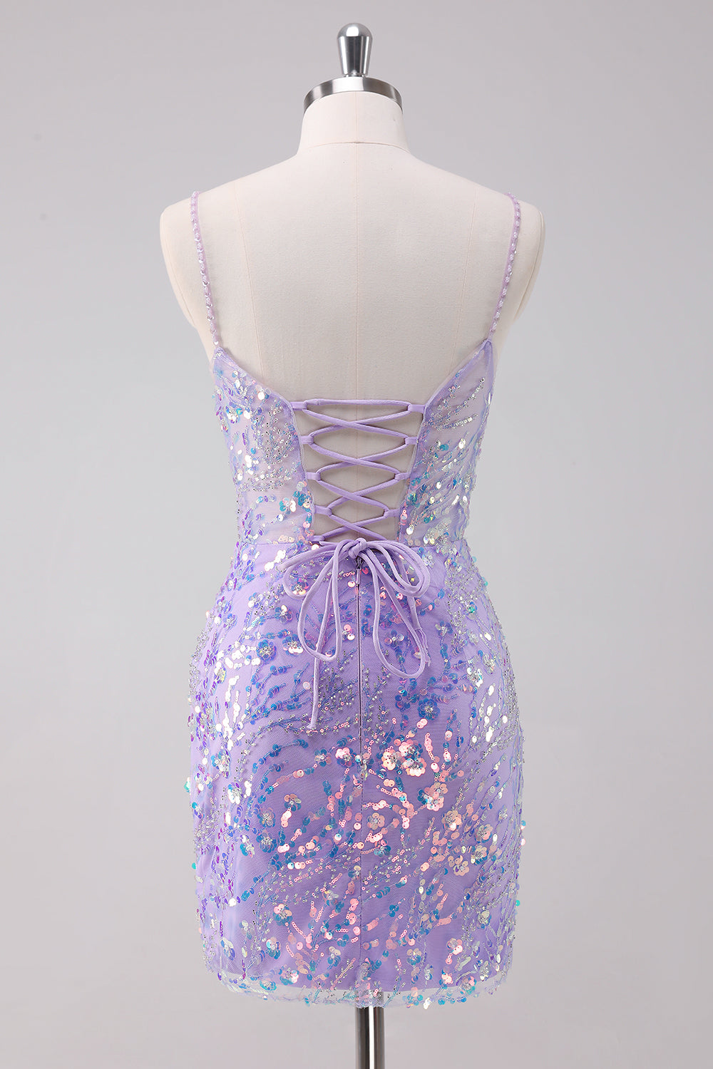 Sparkly Purple Corset Tight Sequins Short Homecoming Dress