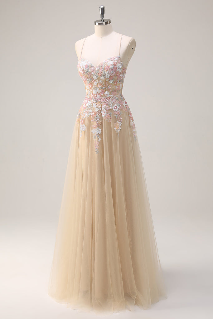Champagne Spaghetti Straps Dress