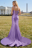 Orange Corset Sequined Long Prom Dress with Slit