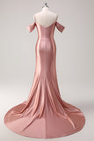 Blush Cold Shoulder Mermaid Long Prom Dress