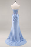 Sparkly Burgundy Floral Mermaid Beaded Corset Long Prom Dress with Slit