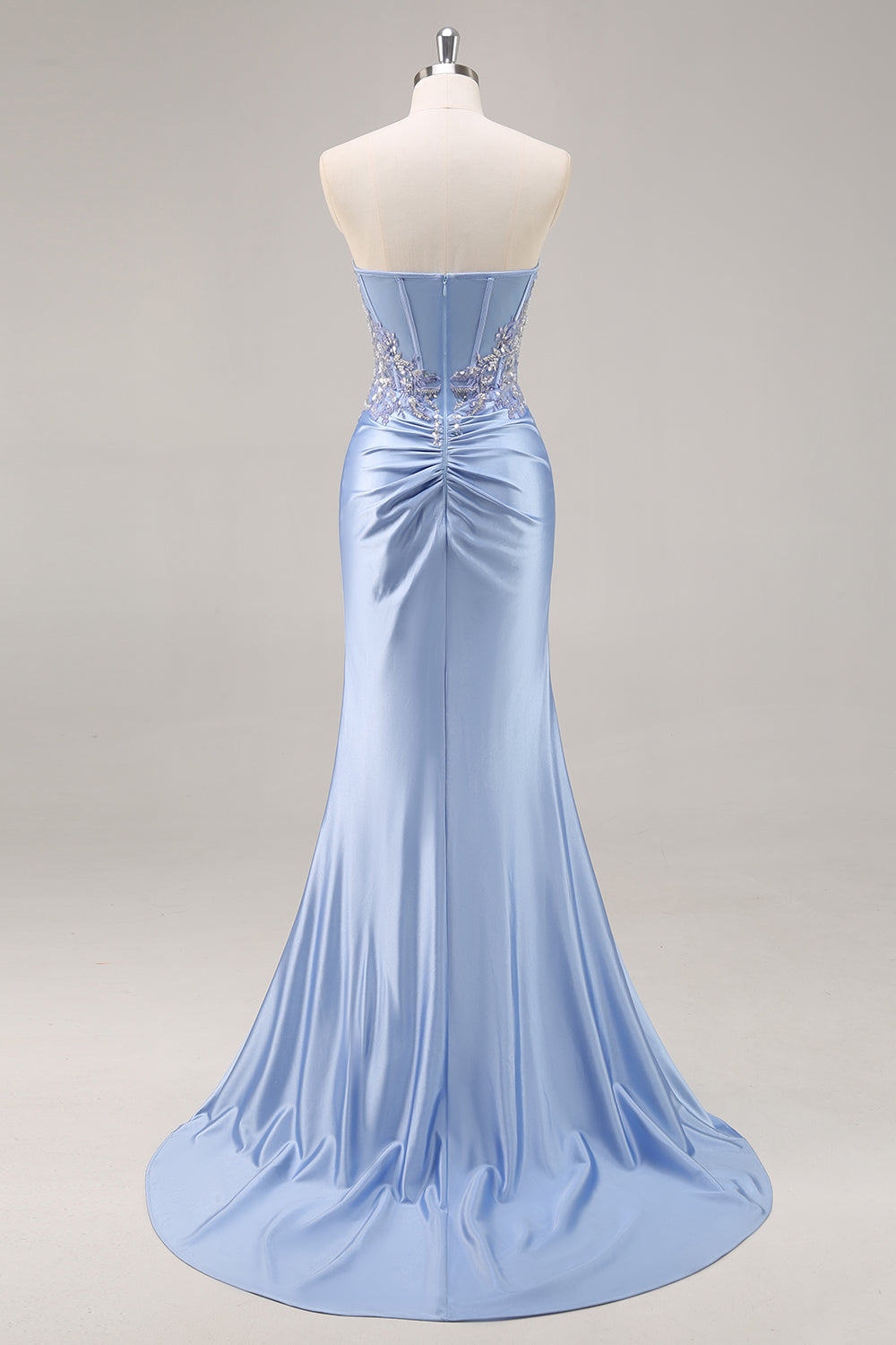 Sparkly Dark Green Mermaid Floral Beaded Corset Long Prom Dress with Slit