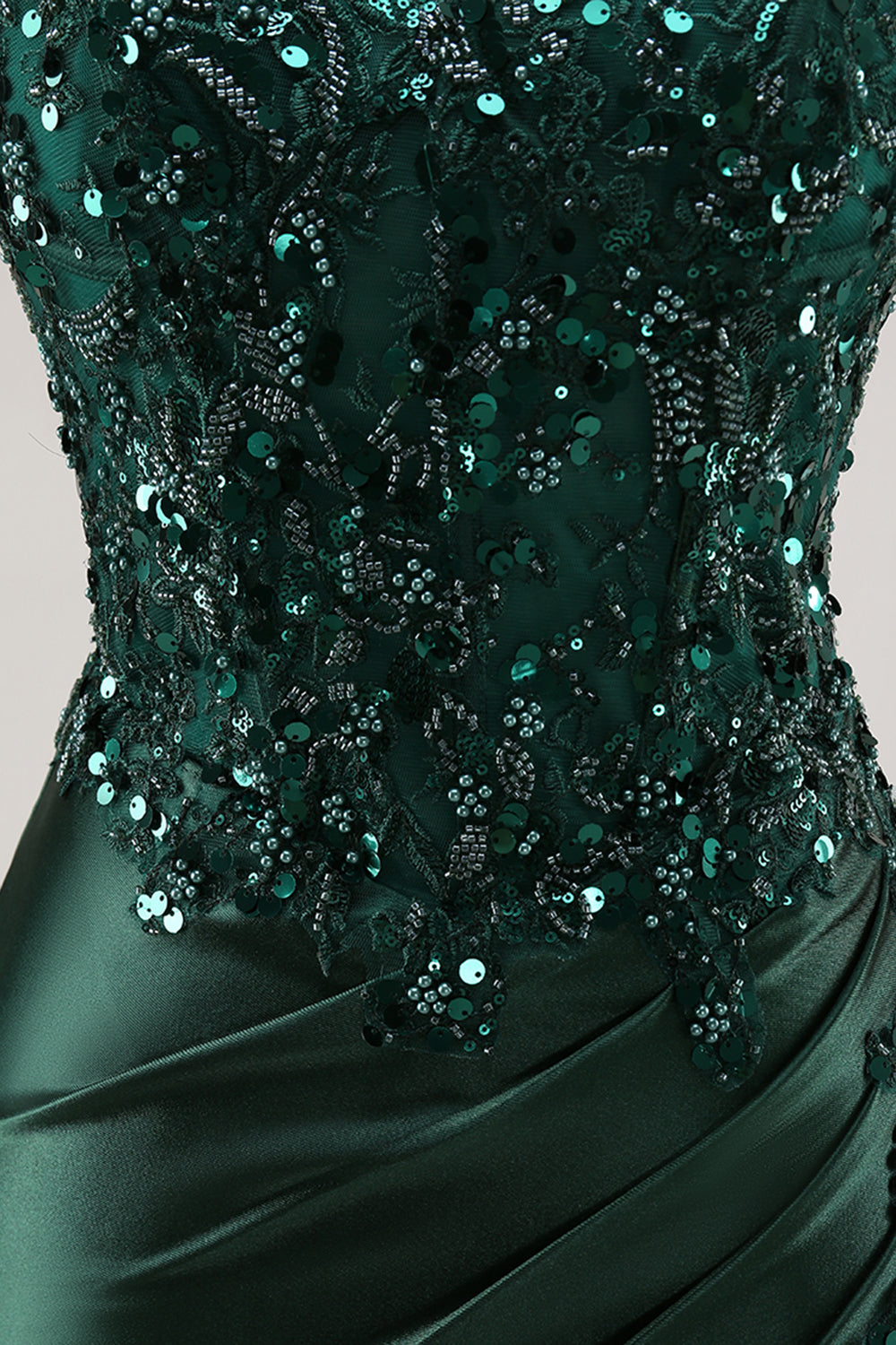 Sparkly Burgundy Floral Mermaid Beaded Corset Long Prom Dress with Slit