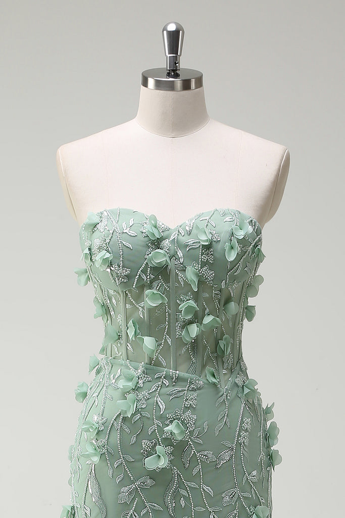 Mermaid Sage Corset Slit Dress main image 1